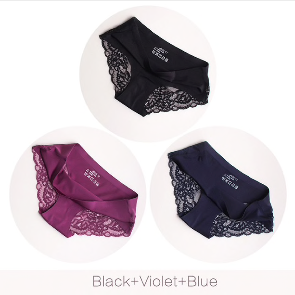 Women's 3-Pack Sexy Lace Seamless Panty Briefs