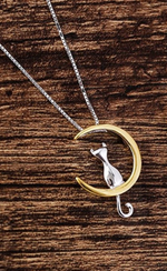 Stylish Women's Cat Moon Pendant Necklace